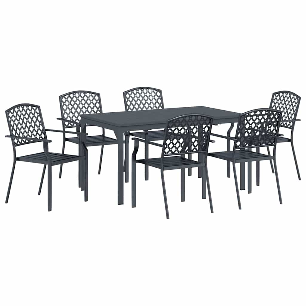 vidaXL Garten Essgruppe 7 pcs Anthrazit Pulverbeschichteter Stahl
