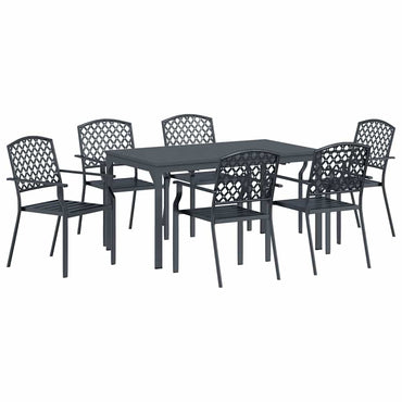 vidaXL Garten Essgruppe 7 pcs Anthrazit Pulverbeschichteter Stahl