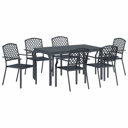 vidaXL Garten Essgruppe 7 pcs Anthrazit Pulverbeschichteter Stahl