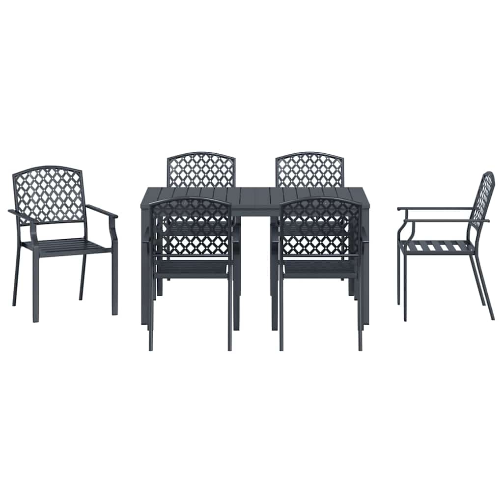 vidaXL Garten Essgruppe 7 pcs Anthrazit Pulverbeschichteter Stahl