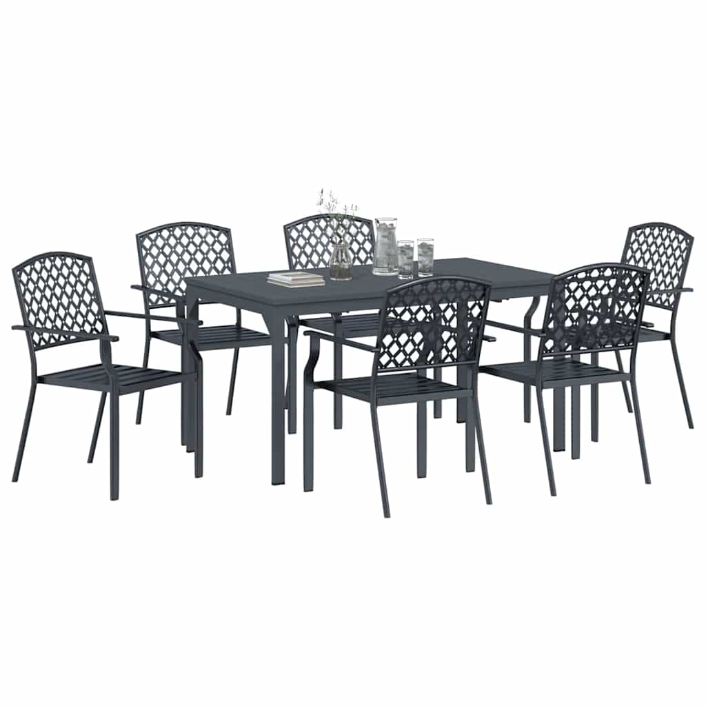 vidaXL Garten Essgruppe 7 pcs Anthrazit Pulverbeschichteter Stahl