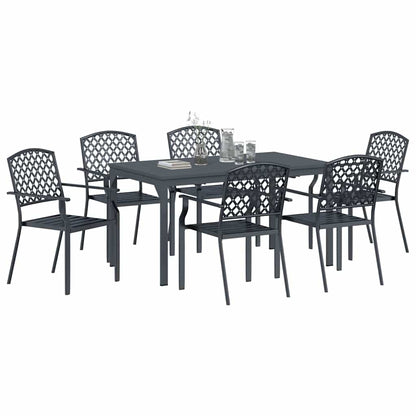 vidaXL Garten Essgruppe 7 pcs Anthrazit Pulverbeschichteter Stahl