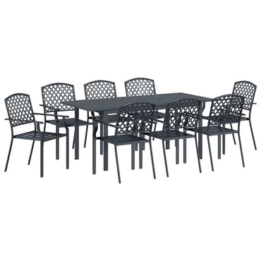 vidaXL Garten Essgruppe 9 pcs Anthrazit Pulverbeschichteter Stahl