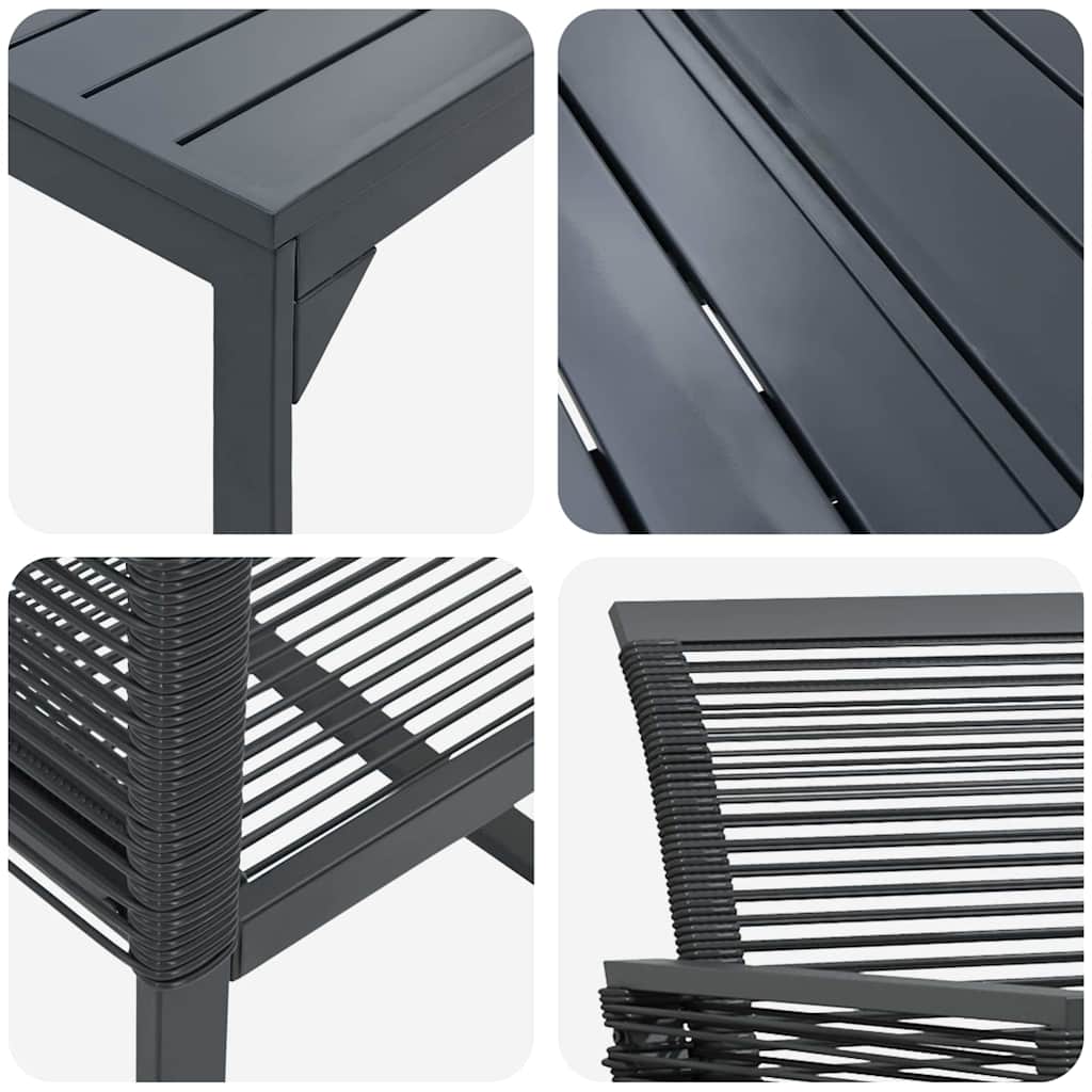 Garten Essgruppe 7 pcs Schwarz Poly-Rattan
