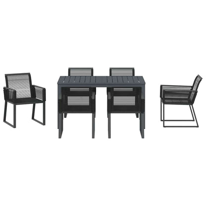 Garten Essgruppe 7 pcs Schwarz Poly-Rattan