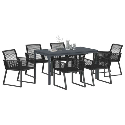 Garten Essgruppe 7 pcs Schwarz Poly-Rattan