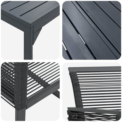 Garten Essgruppe 9 pcs Schwarz Poly-Rattan