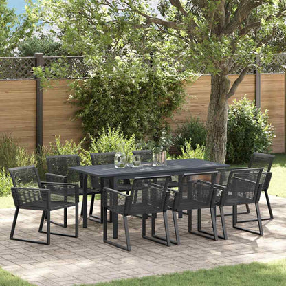 Garten Essgruppe 9 pcs Schwarz Poly-Rattan