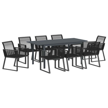 vidaXL Garten Essgruppe 9 pcs Schwarz Poly-Rattan