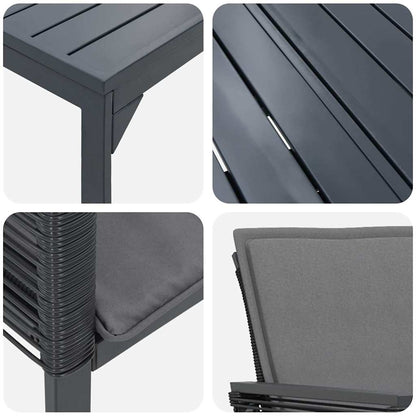 vidaXL Garten Essgruppe 7 pcs Anthrazit Poly-Rattan