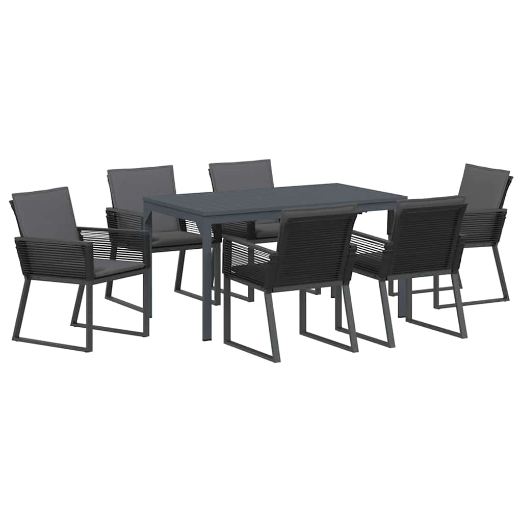 vidaXL Garten Essgruppe 7 pcs Anthrazit Poly-Rattan