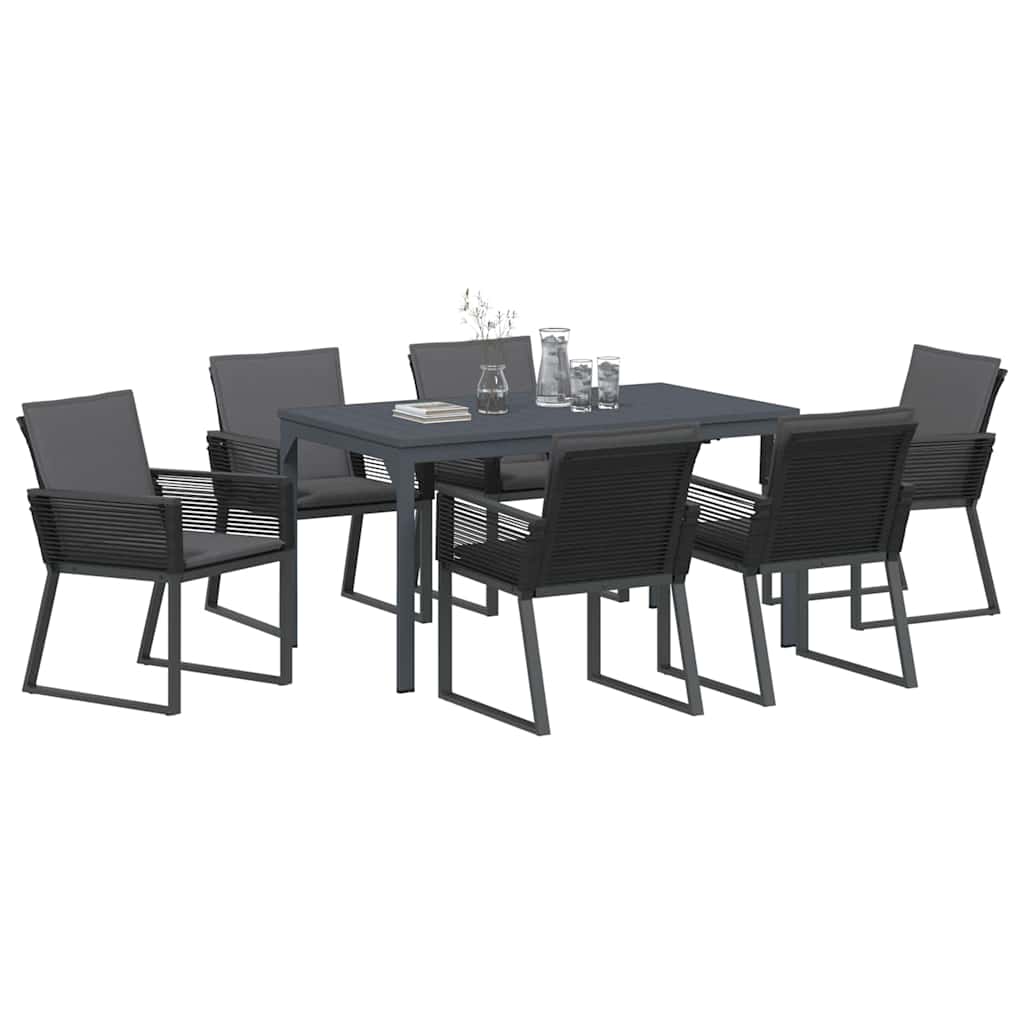 vidaXL Garten Essgruppe 7 pcs Anthrazit Poly-Rattan