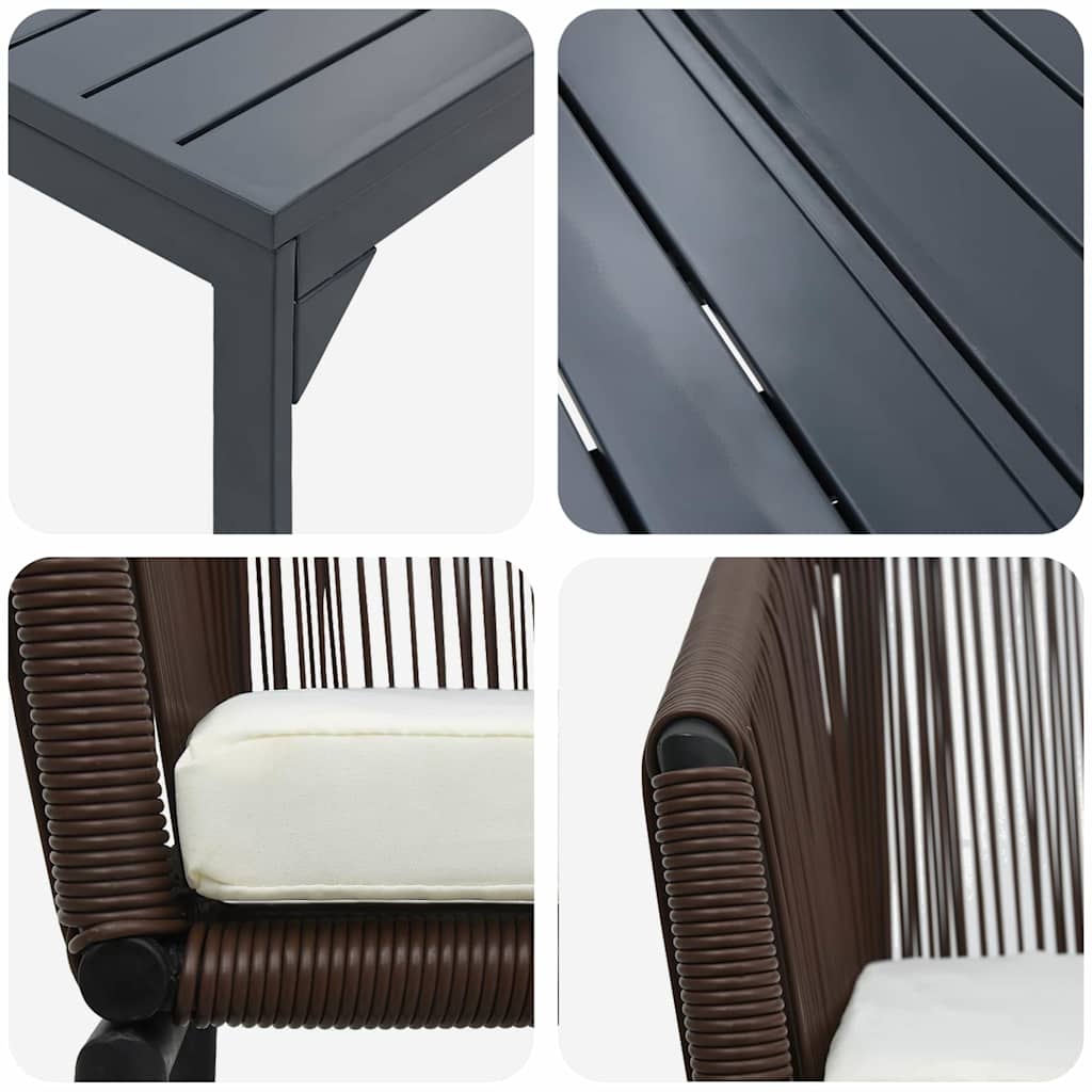 Garten Essgruppe 7 pcs Braun Poly-Rattan