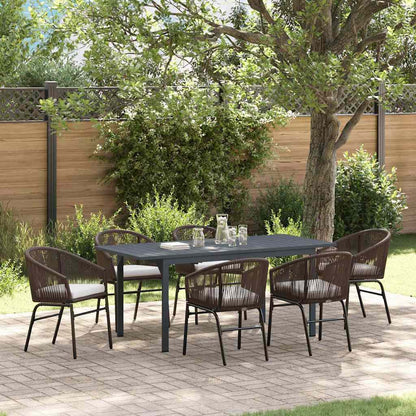 Garten Essgruppe 7 pcs Braun Poly-Rattan