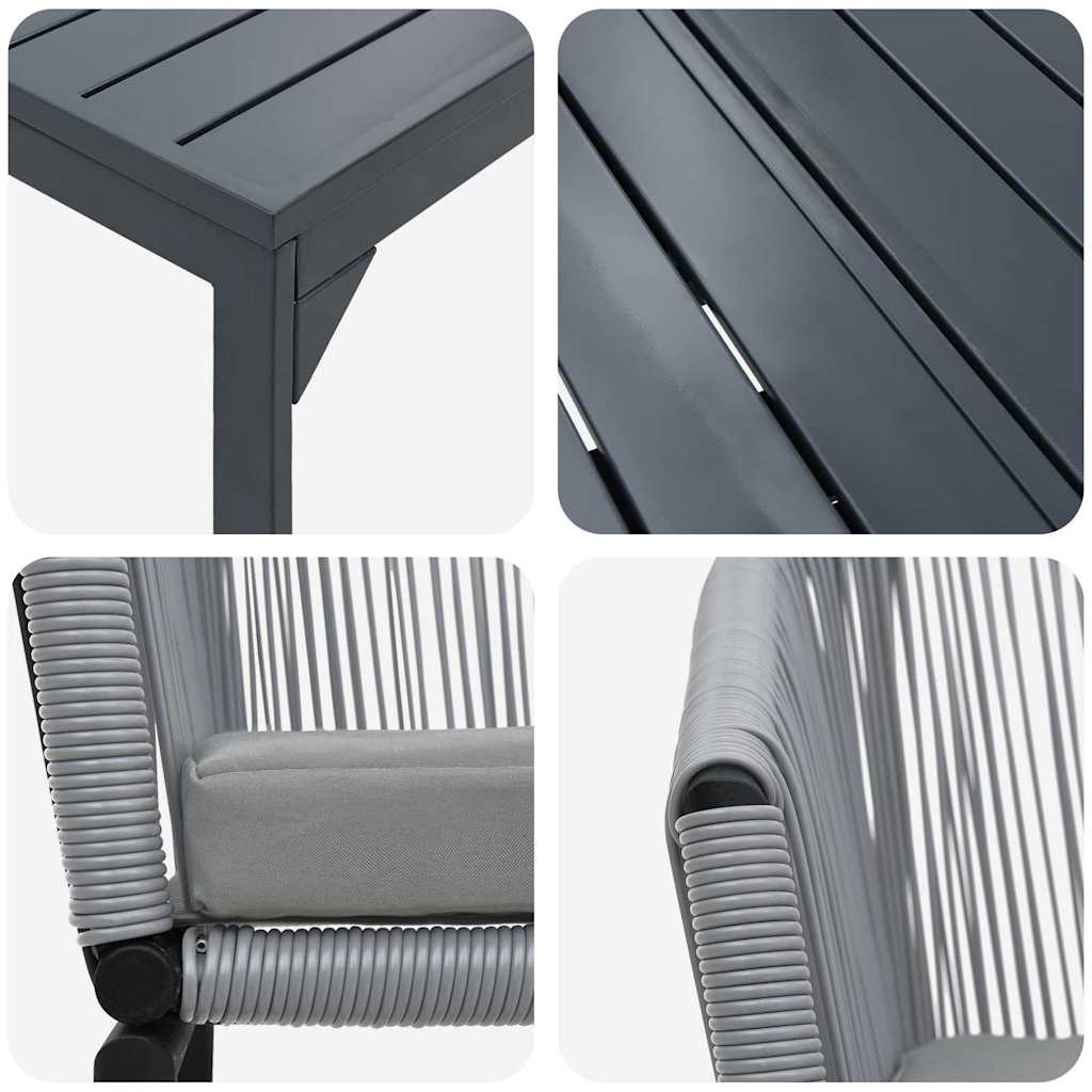 vidaXL Garten Essgruppe 7 pcs Grau Poly-Rattan
