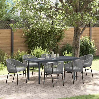 vidaXL Garten Essgruppe 7 pcs Grau Poly-Rattan
