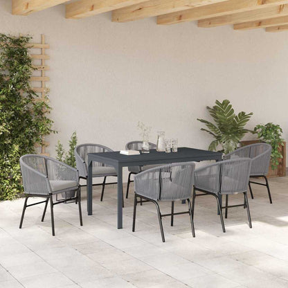 vidaXL Garten Essgruppe 7 pcs Grau Poly-Rattan