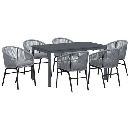 vidaXL Garten Essgruppe 7 pcs Grau Poly-Rattan