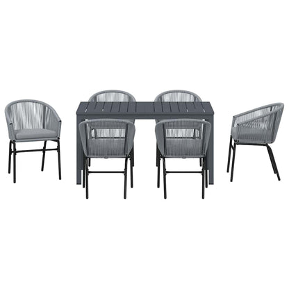 vidaXL Garten Essgruppe 7 pcs Grau Poly-Rattan