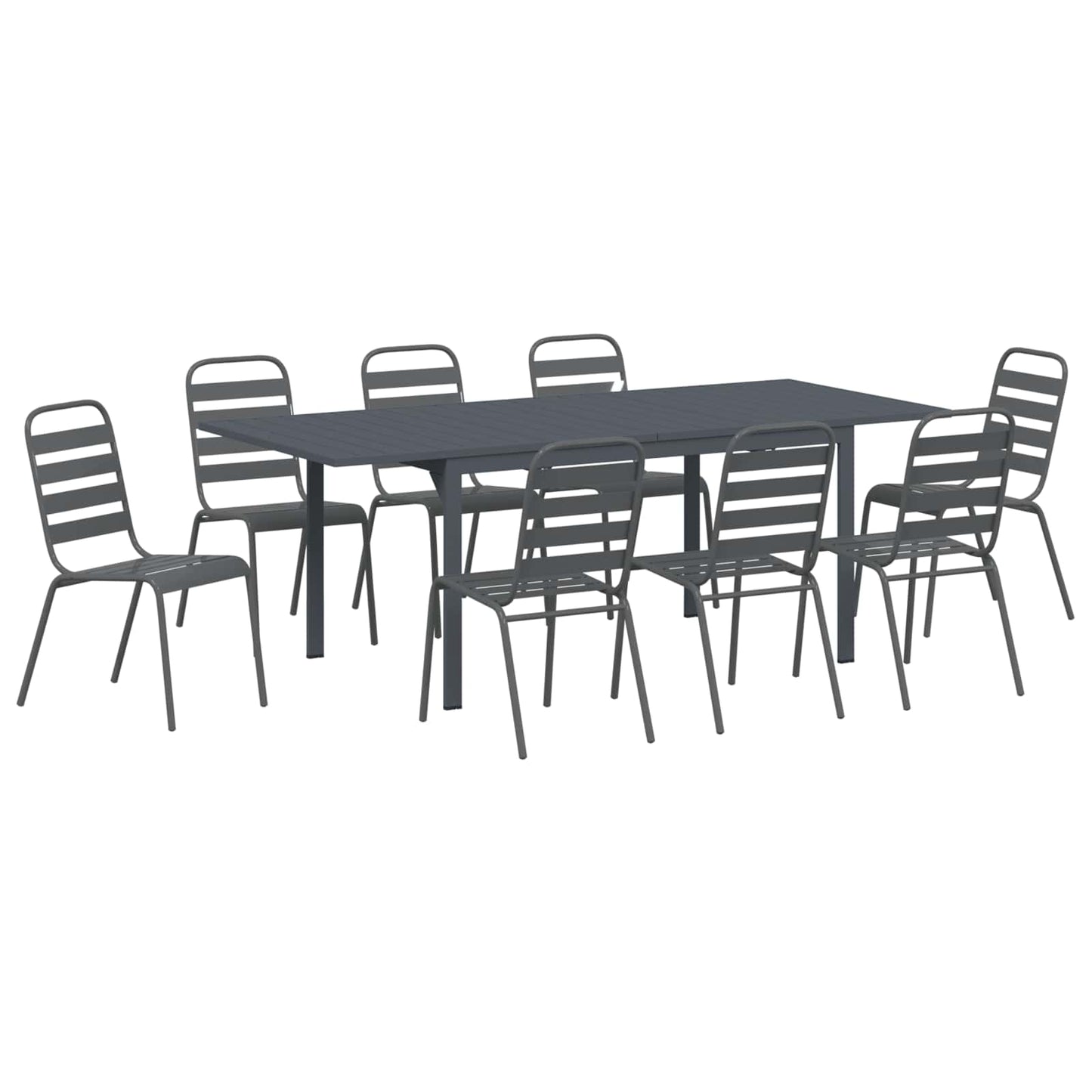 vidaXL Garten Essgruppe 9 pcs Anthrazit Pulverbeschichteter Stahl