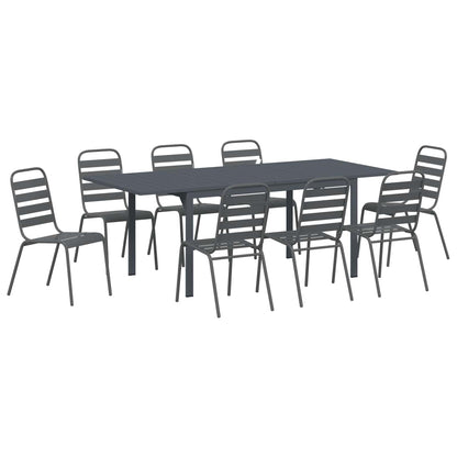 vidaXL Garten Essgruppe 9 pcs Anthrazit Pulverbeschichteter Stahl