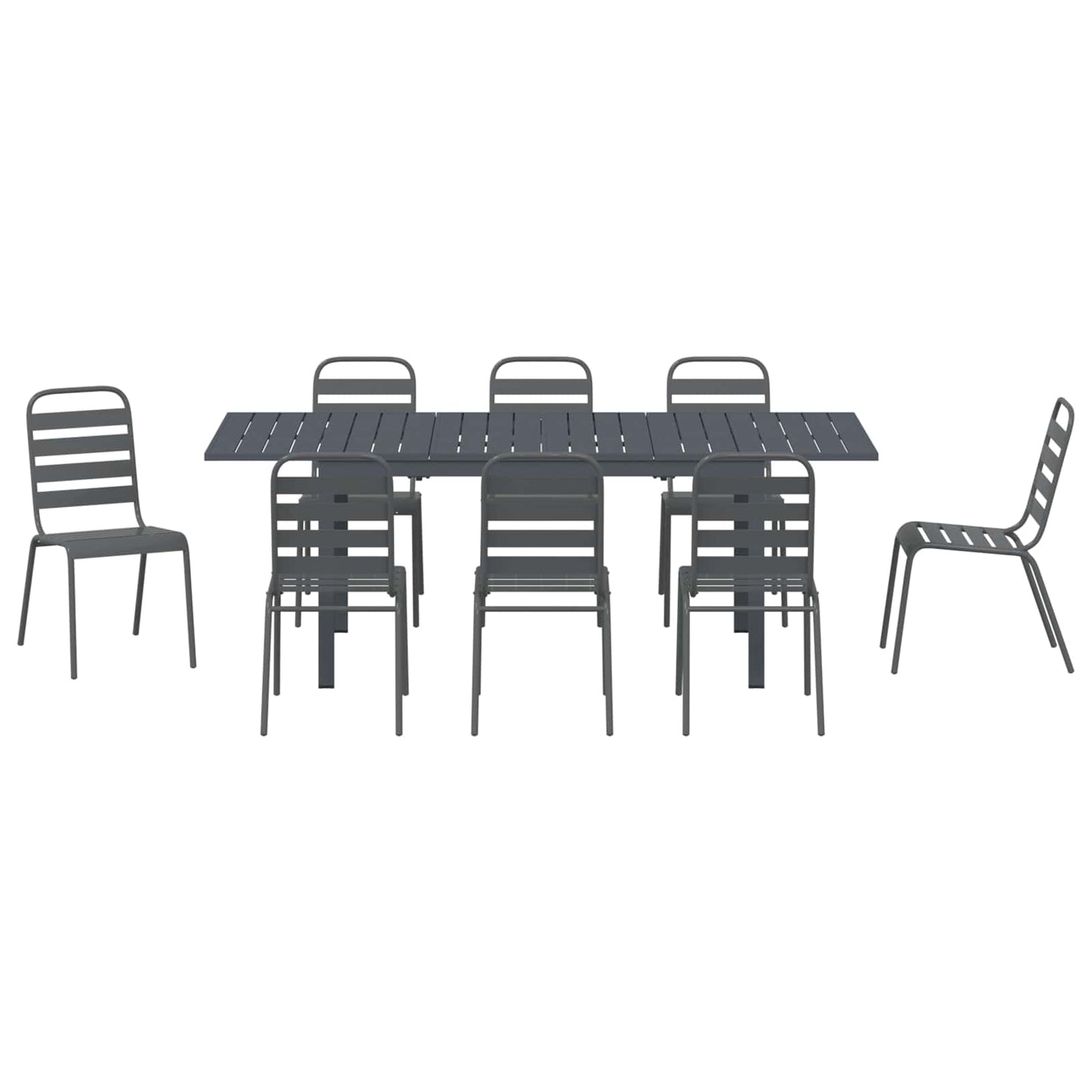 vidaXL Garten Essgruppe 9 pcs Anthrazit Pulverbeschichteter Stahl