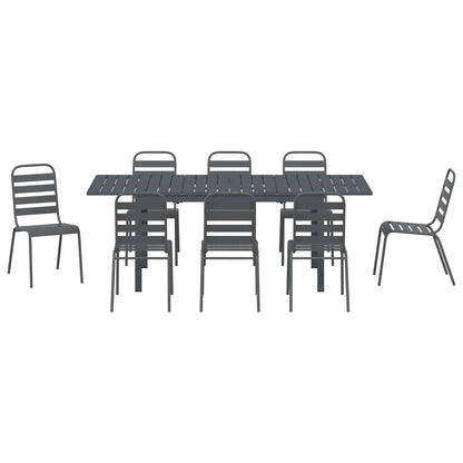 vidaXL Garten Essgruppe 9 pcs Anthrazit Pulverbeschichteter Stahl