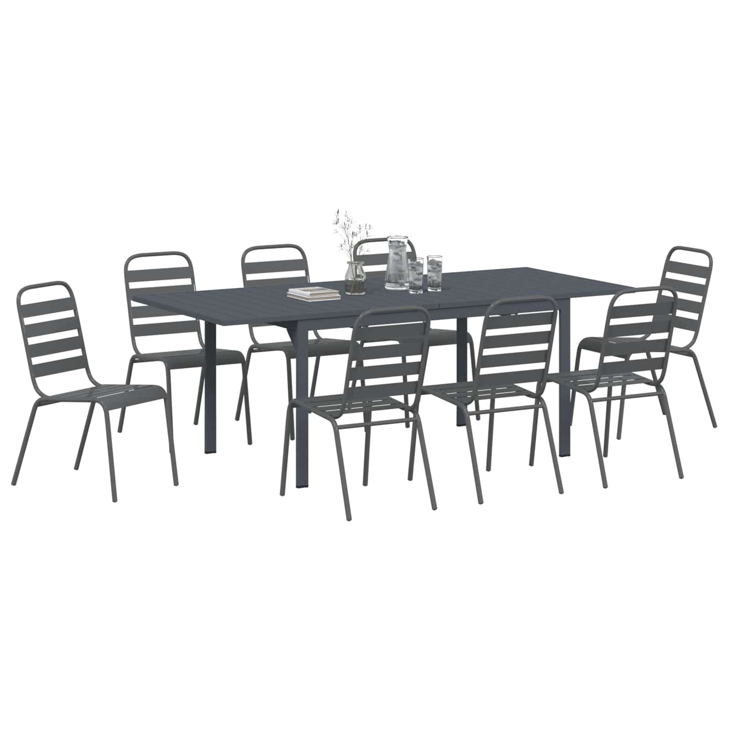 vidaXL Garten Essgruppe 9 pcs Anthrazit Pulverbeschichteter Stahl