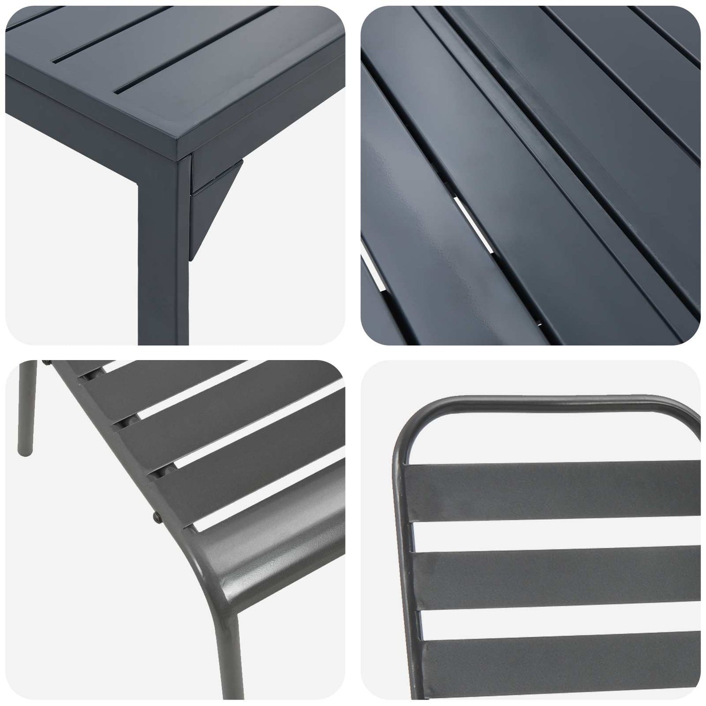 Garten Essgruppe 11 pcs Anthrazit Pulverbeschichteter Stahl