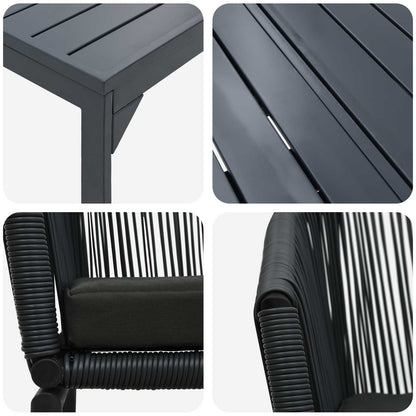 Garten Essgruppe 9 pcs Schwarz Poly-Rattan