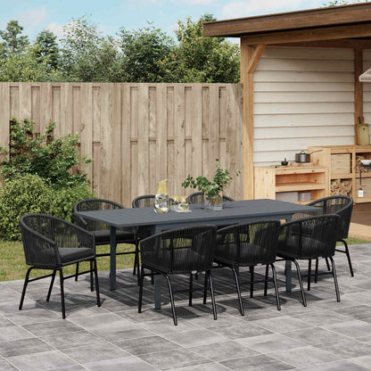 Garten Essgruppe 9 pcs Schwarz Poly-Rattan