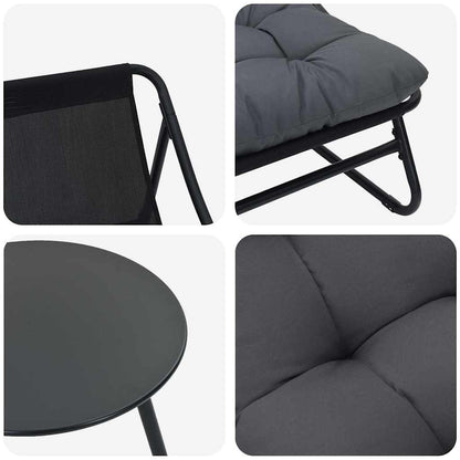 vidaXL Garten Essgruppe 5 pcs Schwarz Stahl