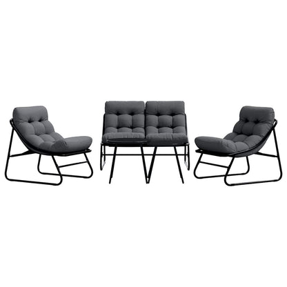 vidaXL Garten Essgruppe 5 pcs Schwarz Stahl