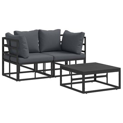 Gartensofa-set 3 pcs Schwarz Metall