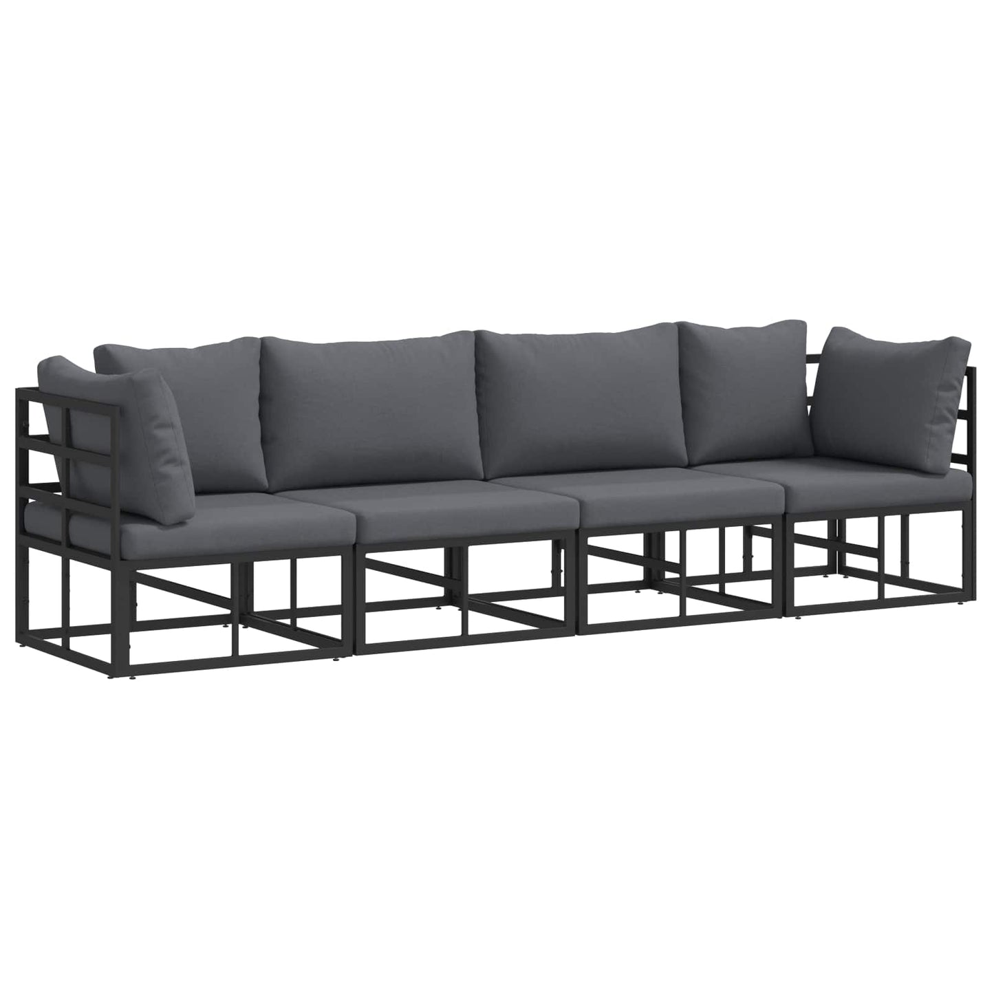 Gartensofa-set 4 pcs Schwarz Metall