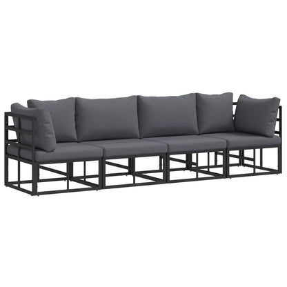 Gartensofa-set 4 pcs Schwarz Metall
