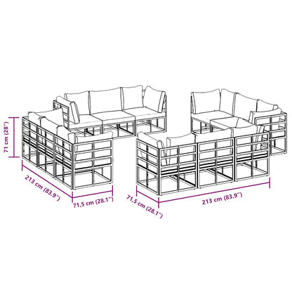 vidaXL Gartensofa-set 12 pcs Schwarz Metall