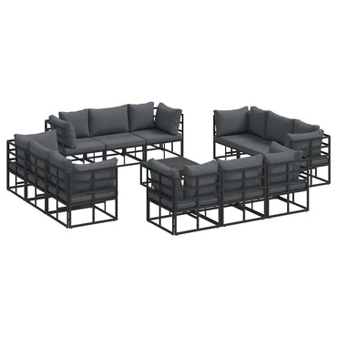 vidaXL Gartensofa-set 13 pcs Schwarz Metall