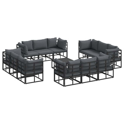 vidaXL Gartensofa-set 13 pcs Schwarz Metall