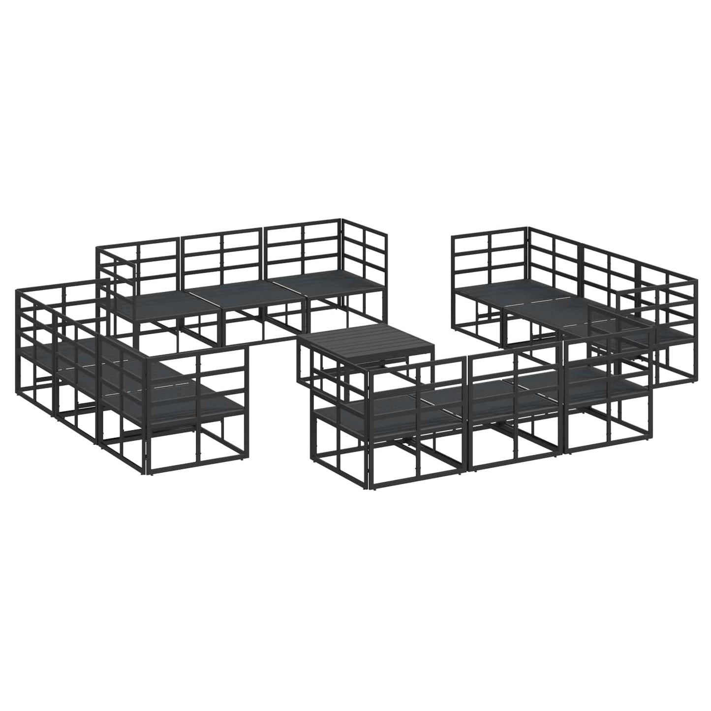 vidaXL Gartensofa-set 13 pcs Schwarz Metall
