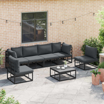 vidaXL Gartensofa-set mit Kissen 6 pcs Schwarz Aluminium