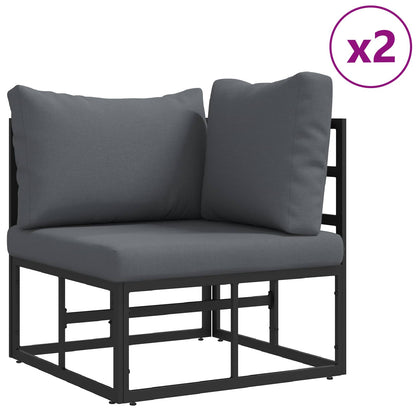 vidaXL Gartensofa-set mit Kissen 6 pcs Schwarz Aluminium