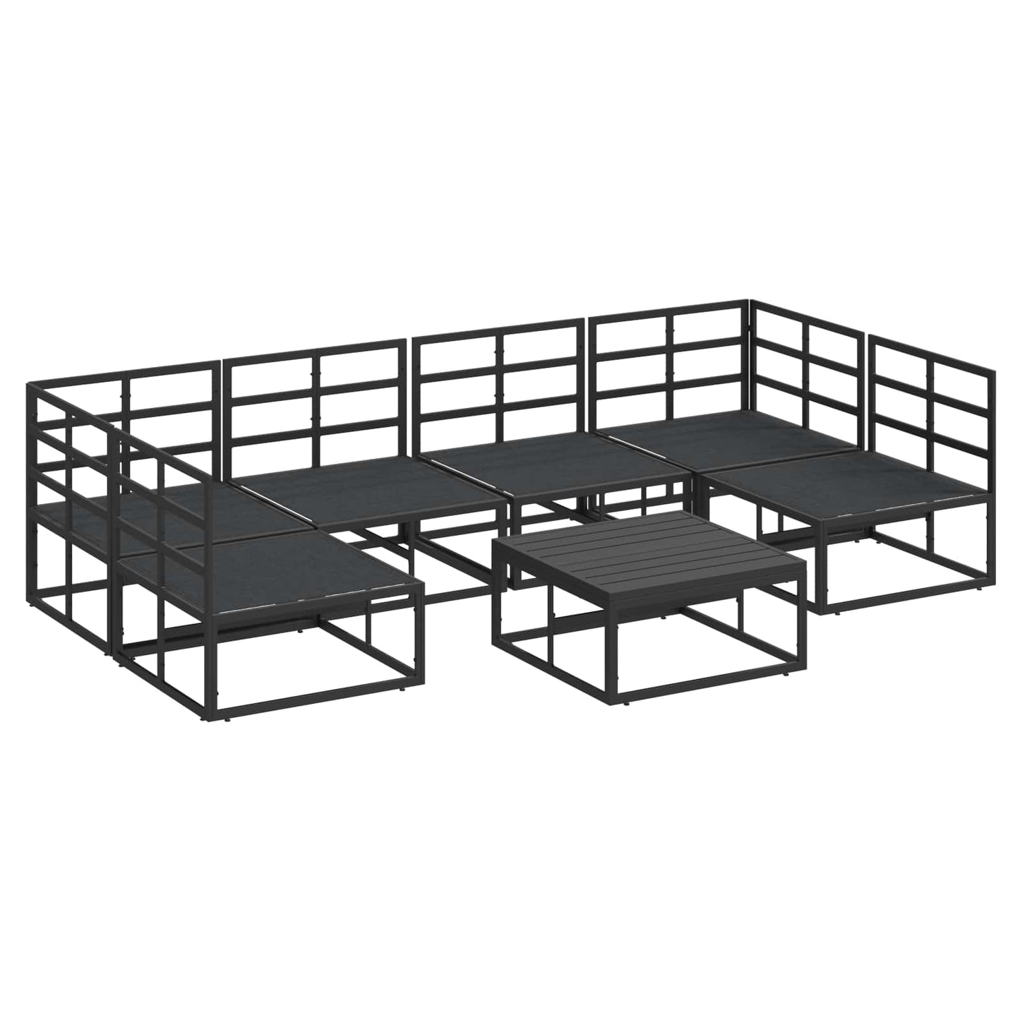 vidaXL Gartensofa-set mit Kissen 7 pcs Schwarz Aluminium