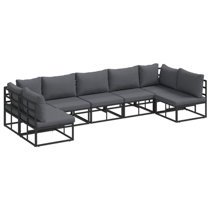 Gartensofa-set mit Kissen 7 pcs Schwarz Aluminium