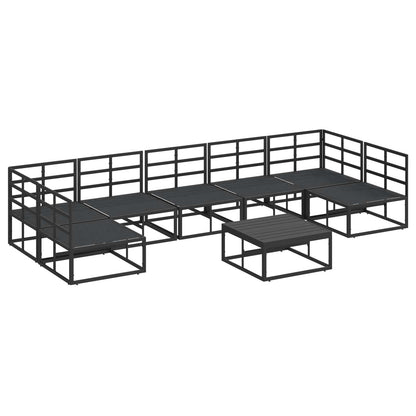 Gartensofa-set mit Kissen 8 pcs Schwarz Aluminium