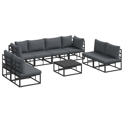 Gartensofa-set mit Kissen 9 pcs Schwarz Aluminium