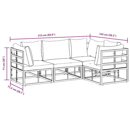 vidaXL Salon de jardin avec coussins 4 pcs Noir Aluminium