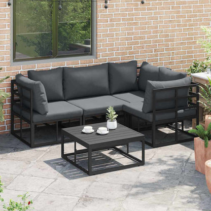 vidaXL Ensemble de canapés de jardin avec coussins 5 pcs Aluminium Noir