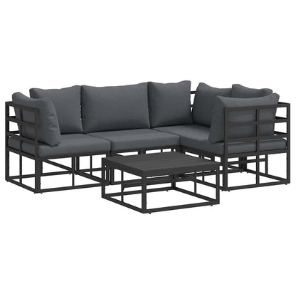 vidaXL Ensemble de canapés de jardin avec coussins 5 pcs Aluminium Noir