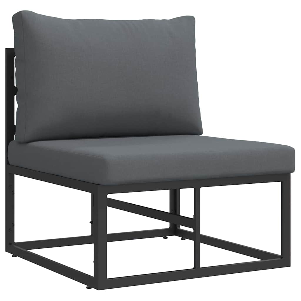 vidaXL Ensemble de canapés de jardin avec coussins 5 pcs Aluminium Noir